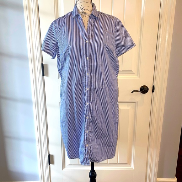 J. McLaughlin pocketed striped poplin dress size large - Picture 1 of 4